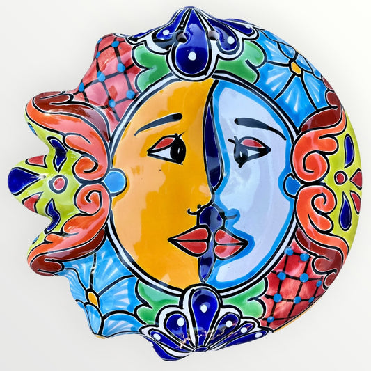 Mexica Talavera Sun and moon profile wall art Front #3