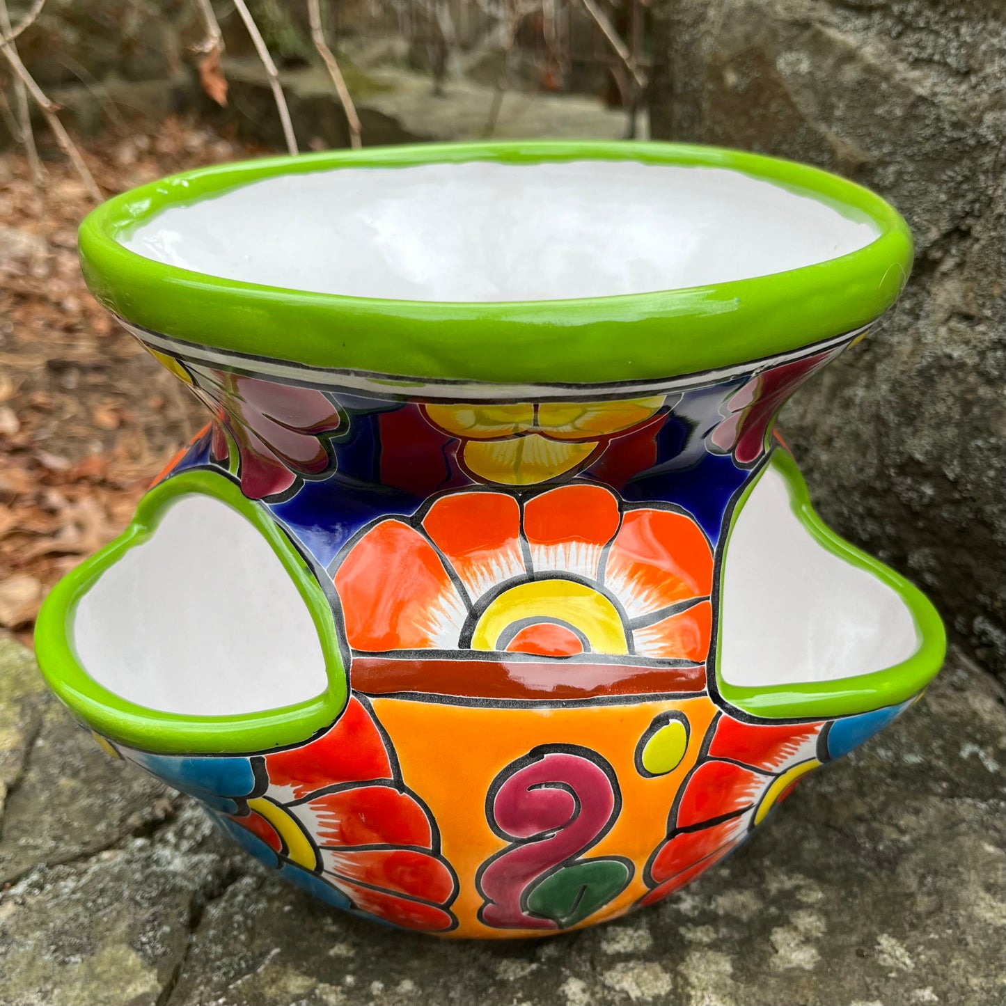 Mexican Talavera Strawberry Pot Chica Small side with openings