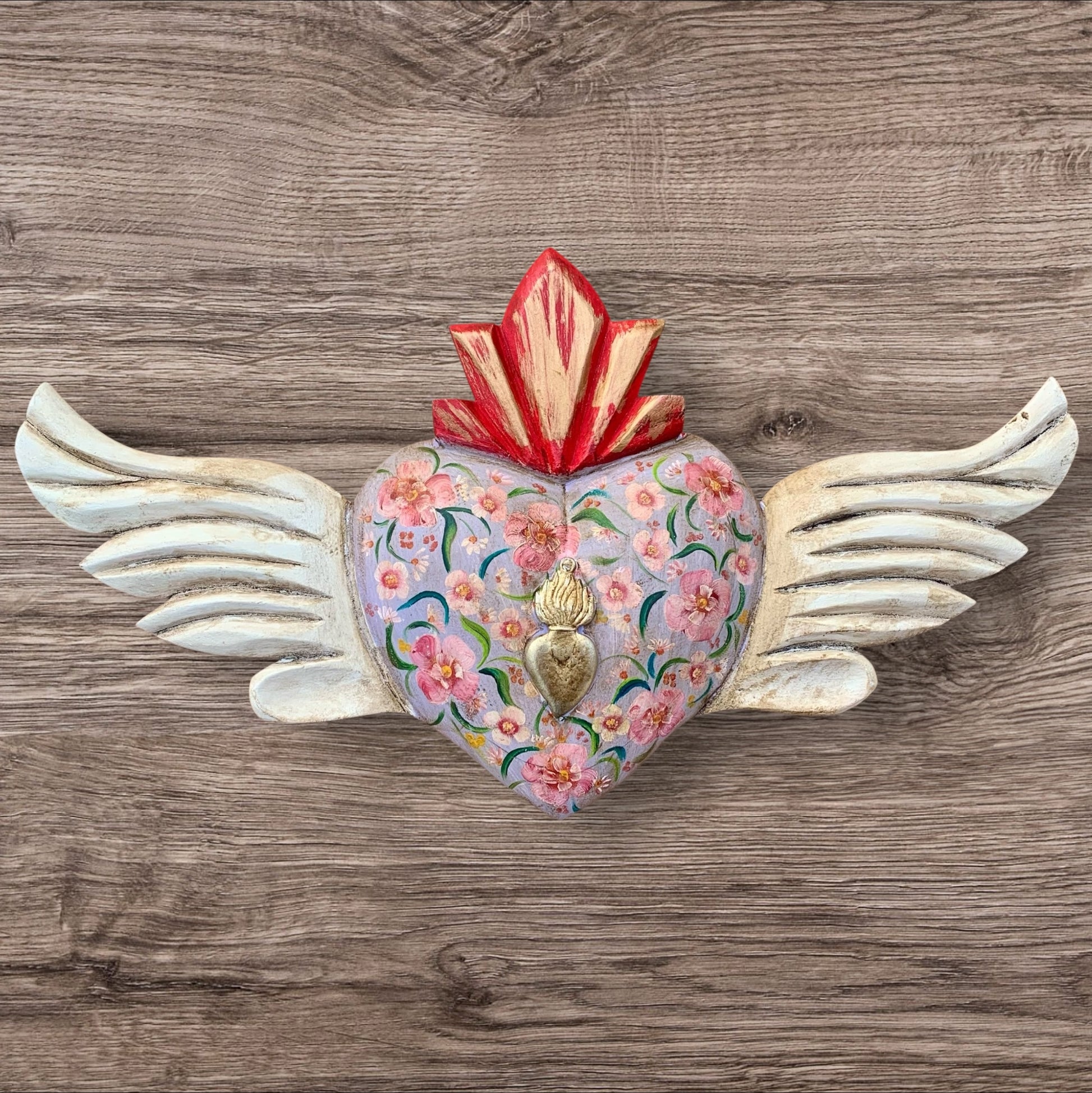 Winged Heart Decorado Oleo Grande Front