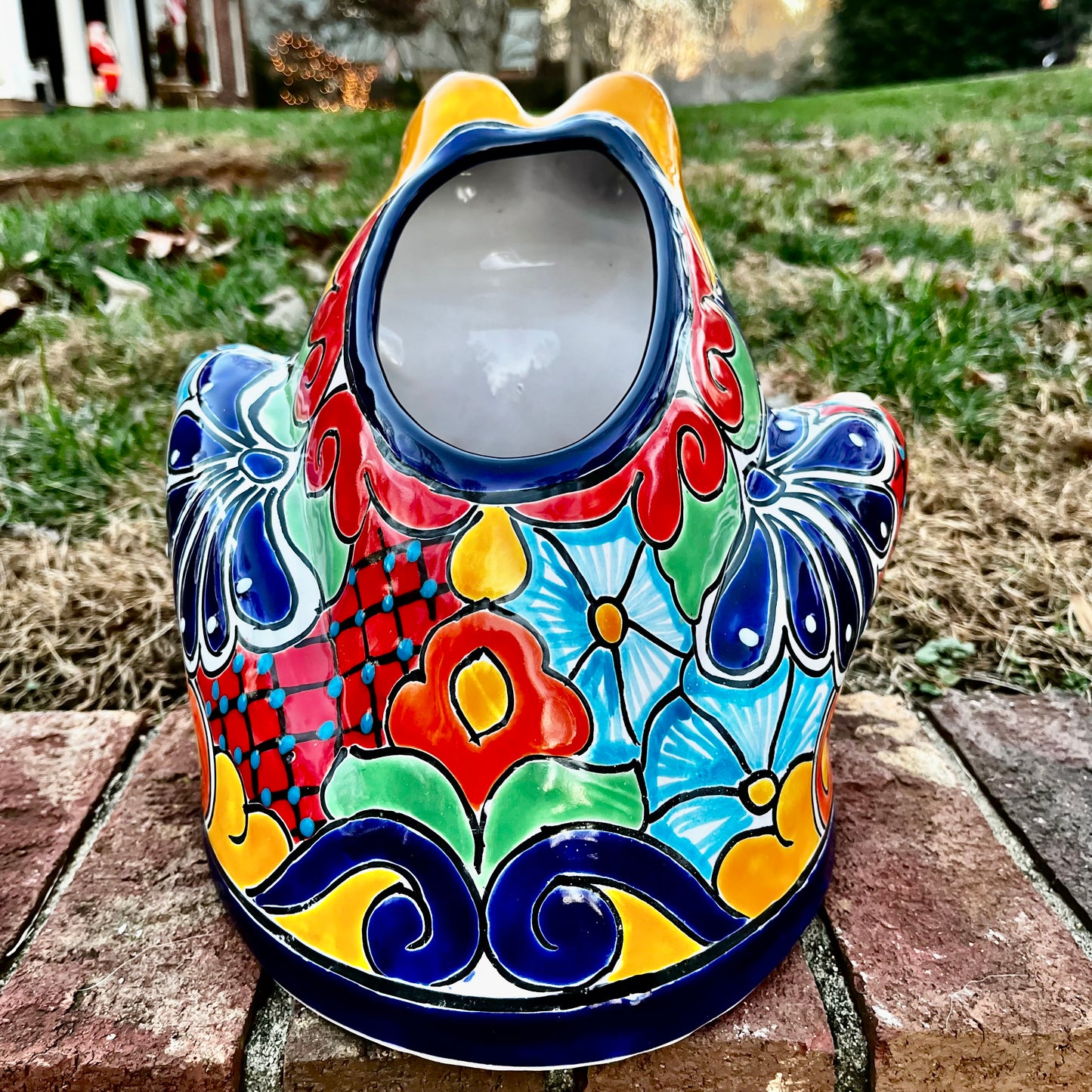 Talavera frog planter pot back