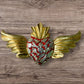 Winged Mexican Milagros Sacred Heart wood wall art Front
