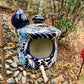 Mexican talavera birdhouse cottage in classic blue and white
