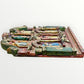 Mexican wood red table with Catholic Saints in Niches Left side view