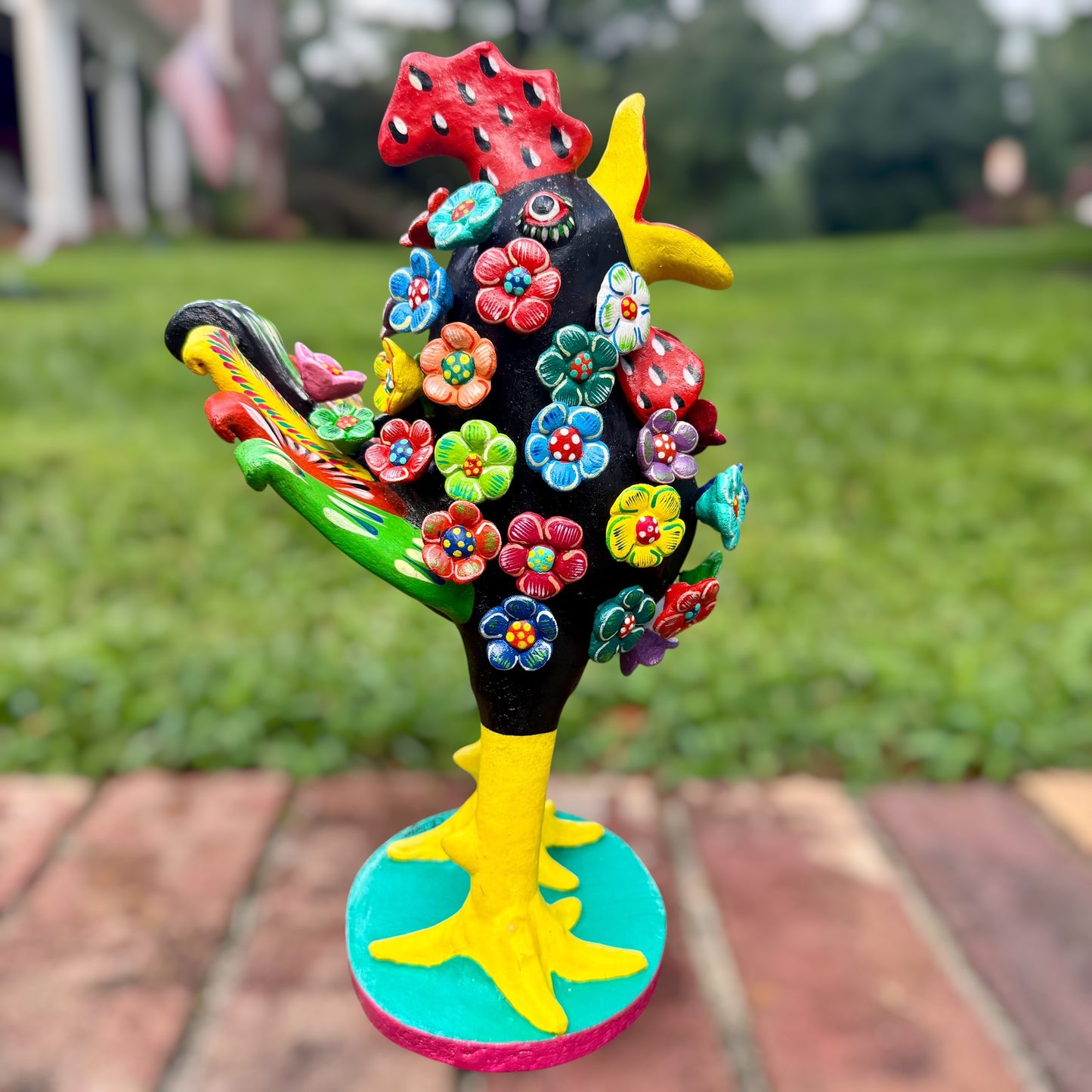 Ortega Floral Rooster Folk Art 11"