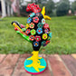 Ortega Floral Rooster Folk Art 11"