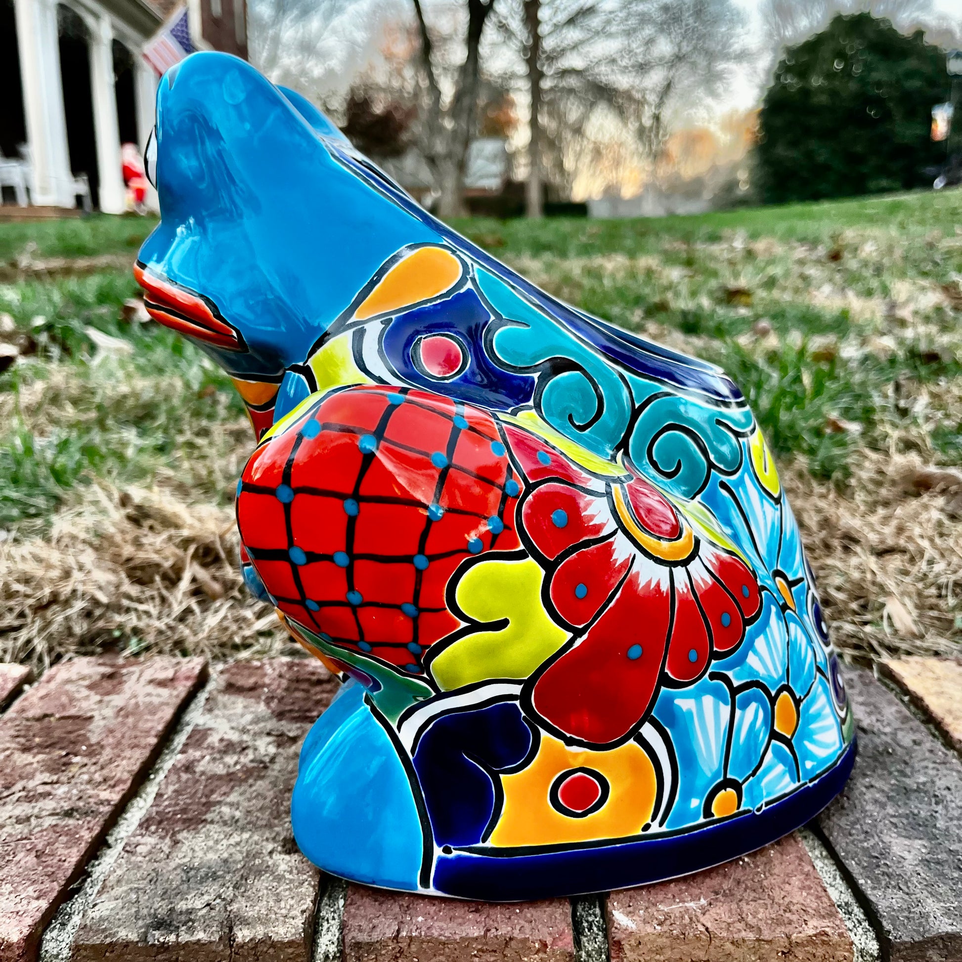 Talavera frog planter pot right side