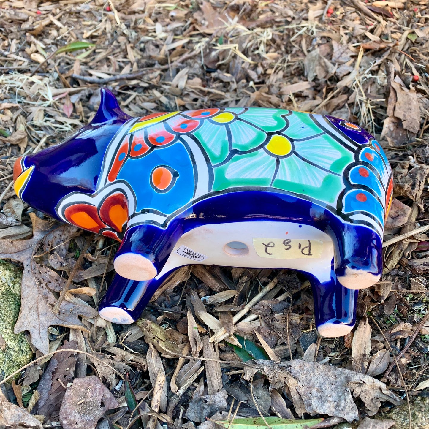 Talavera pottery, pig planting pot bottom 