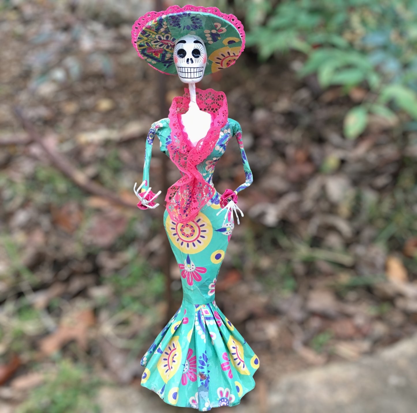 Floral Catrina Skelton Doll 15”