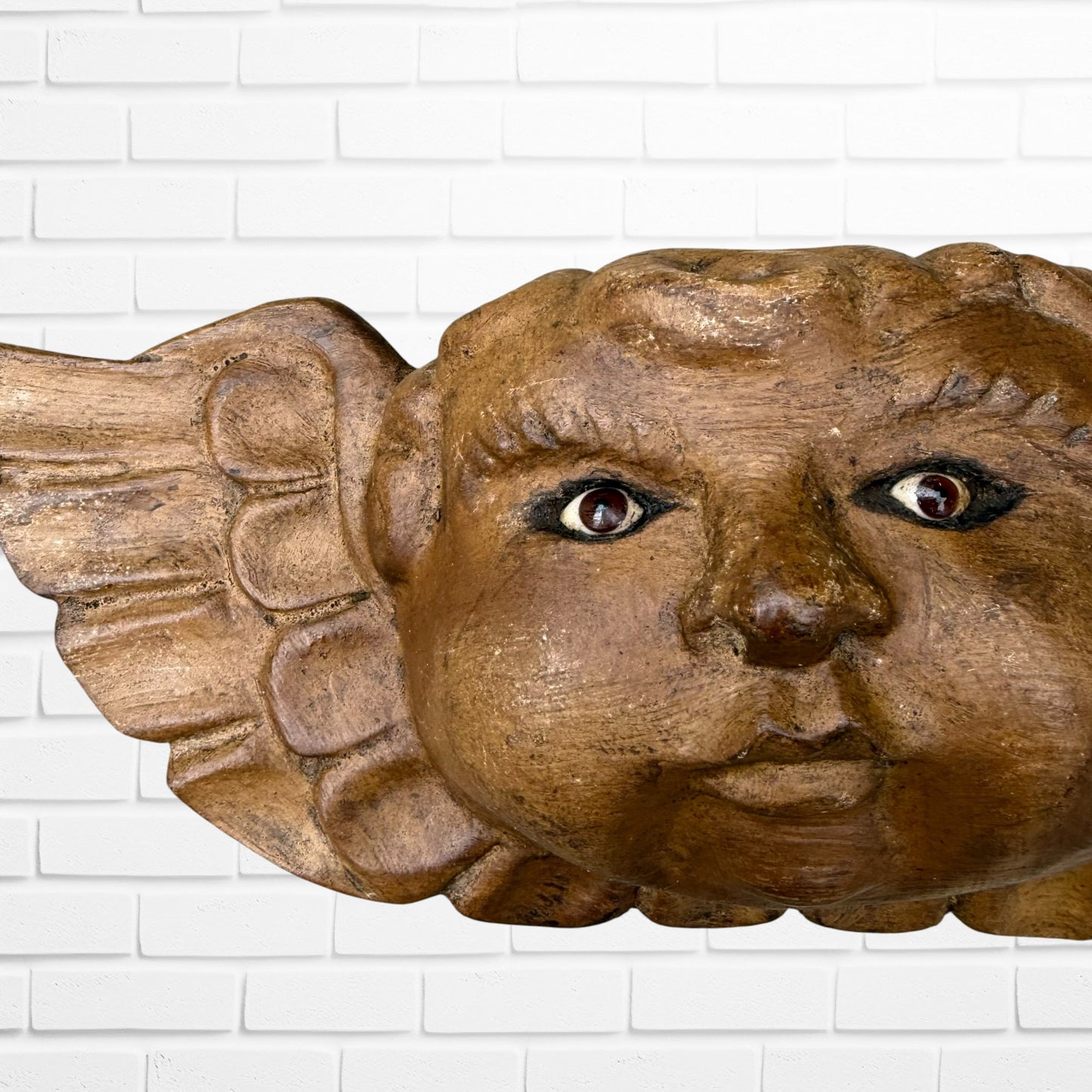 Wood Winged Rustic Cherub Faces