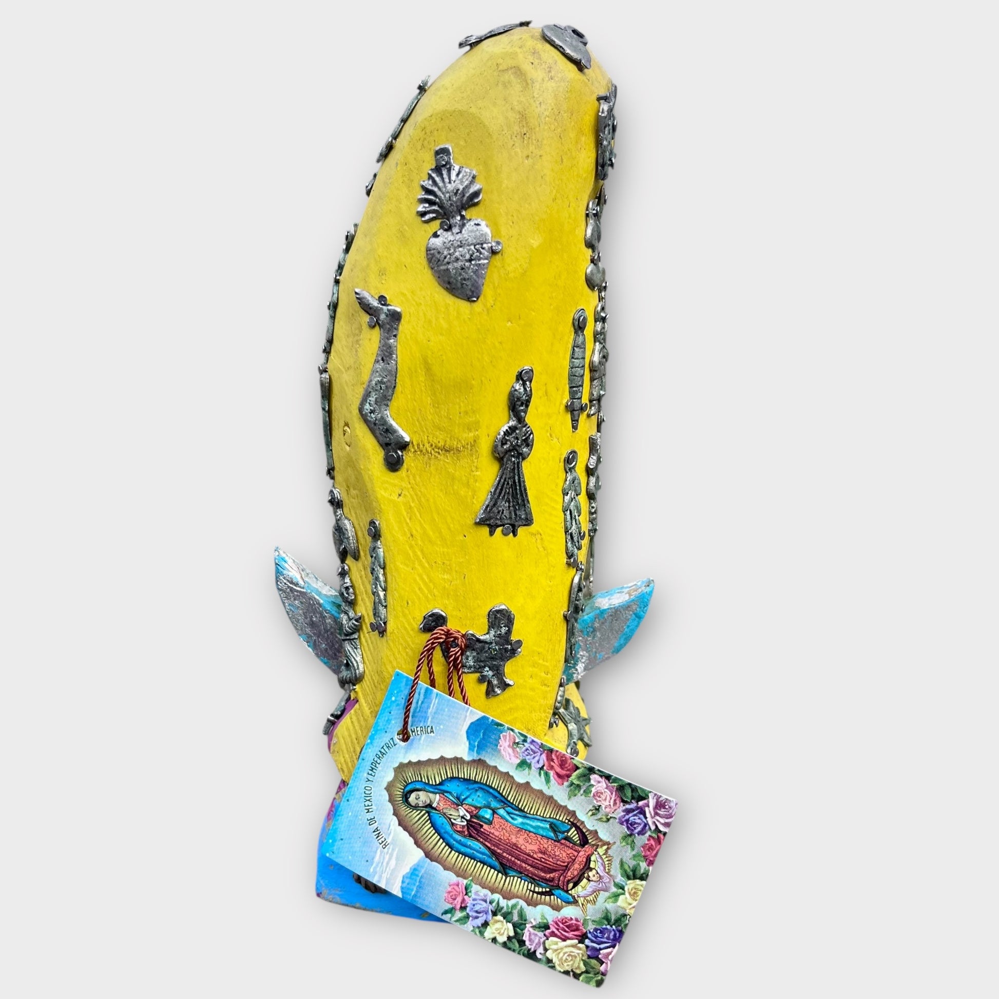 Milagros Virgin De Guadalupe wood figurine Left side