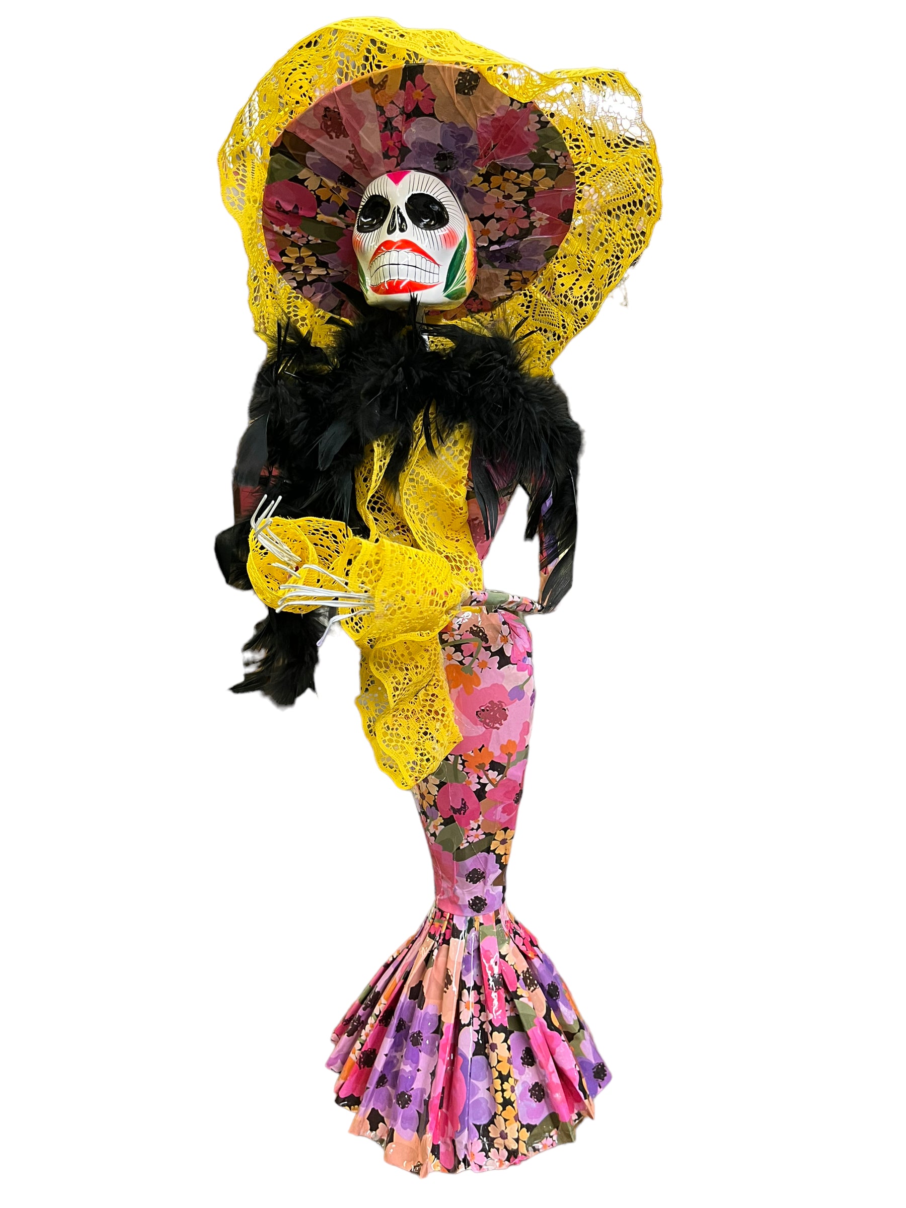 Paper Mache Mexican Catrina Doll six