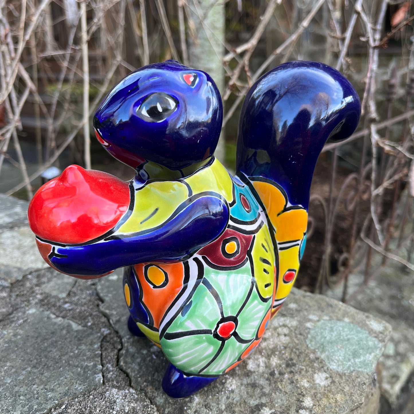Mexican Talavera Squirrel with Nut right side