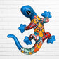 Talavera salamander lizard turquoise top view