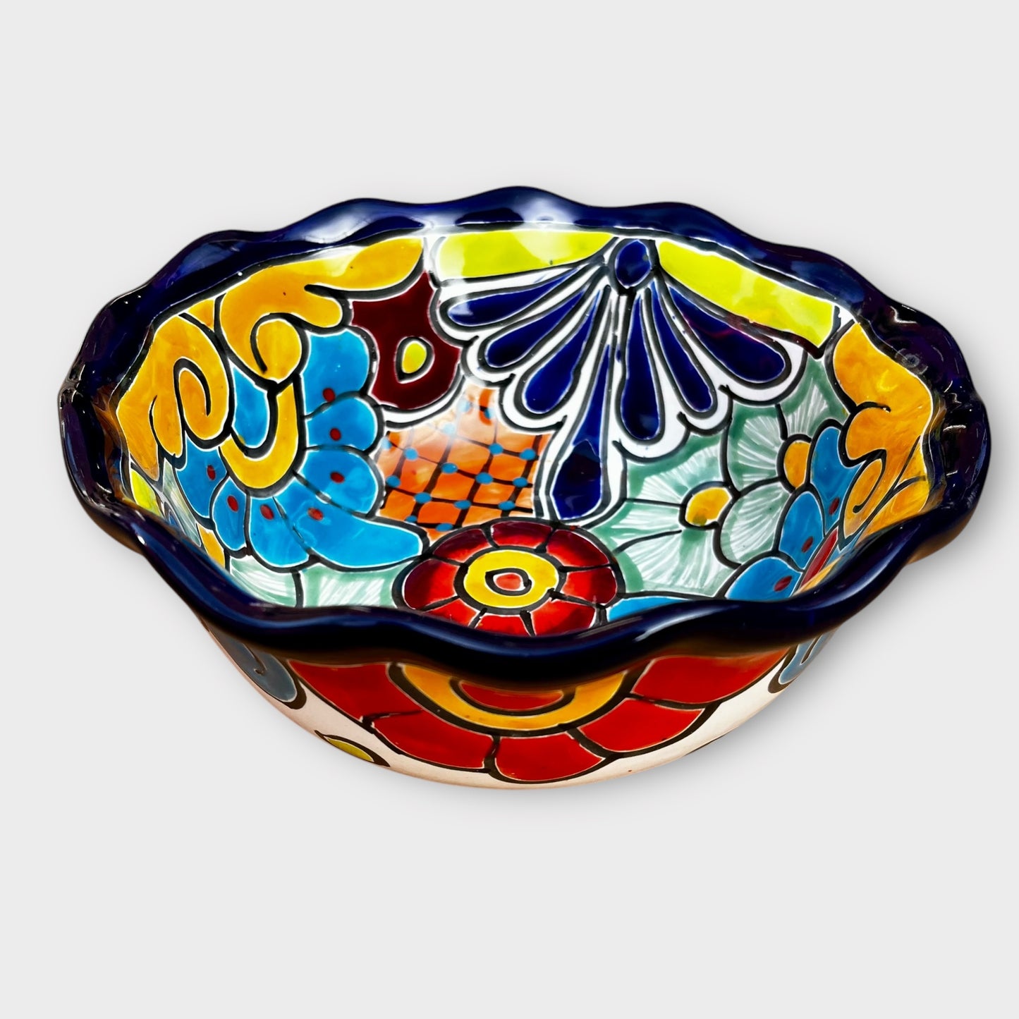 Mexican Talavera Salad Serving Bowl side