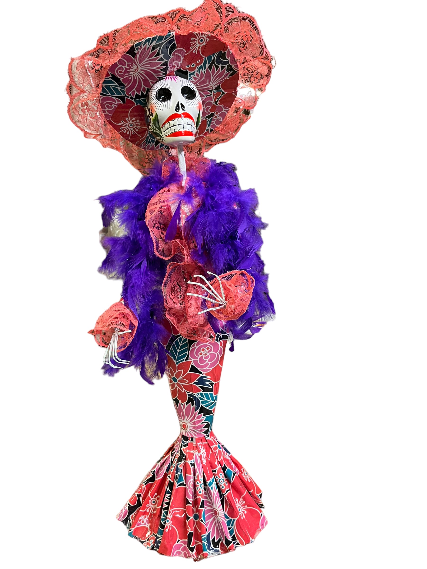 Paper Mache Mexican Catrina Doll eight