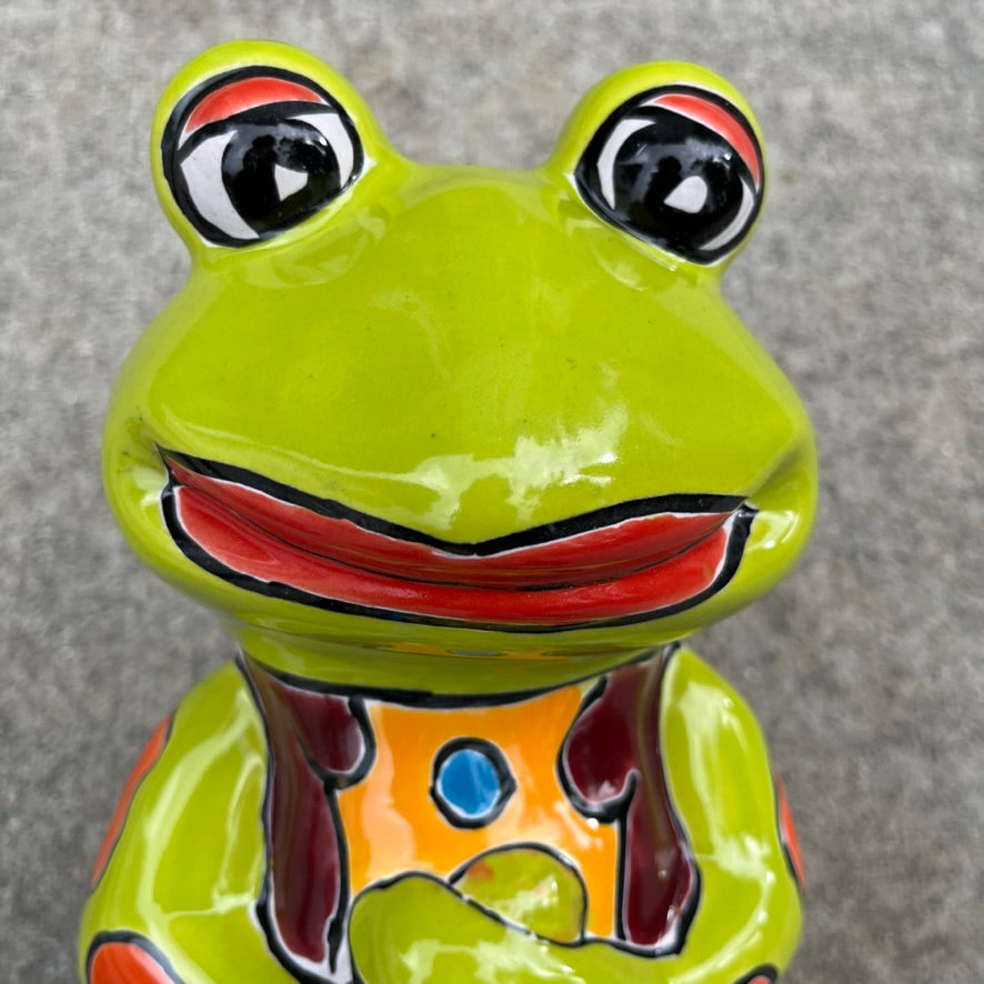 Mexican TAlavera Dancing Silly Frog Face