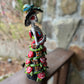 Mexican Talavera Catrina Skelton Doll Rose Left Side