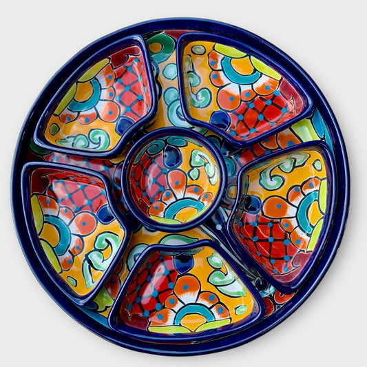 Mexican Talavera sectional serving dish 