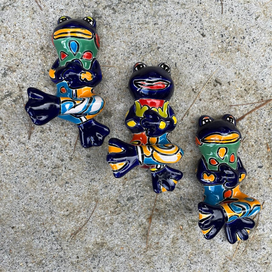 Mexican TAlavera Dancing Silly Frog set