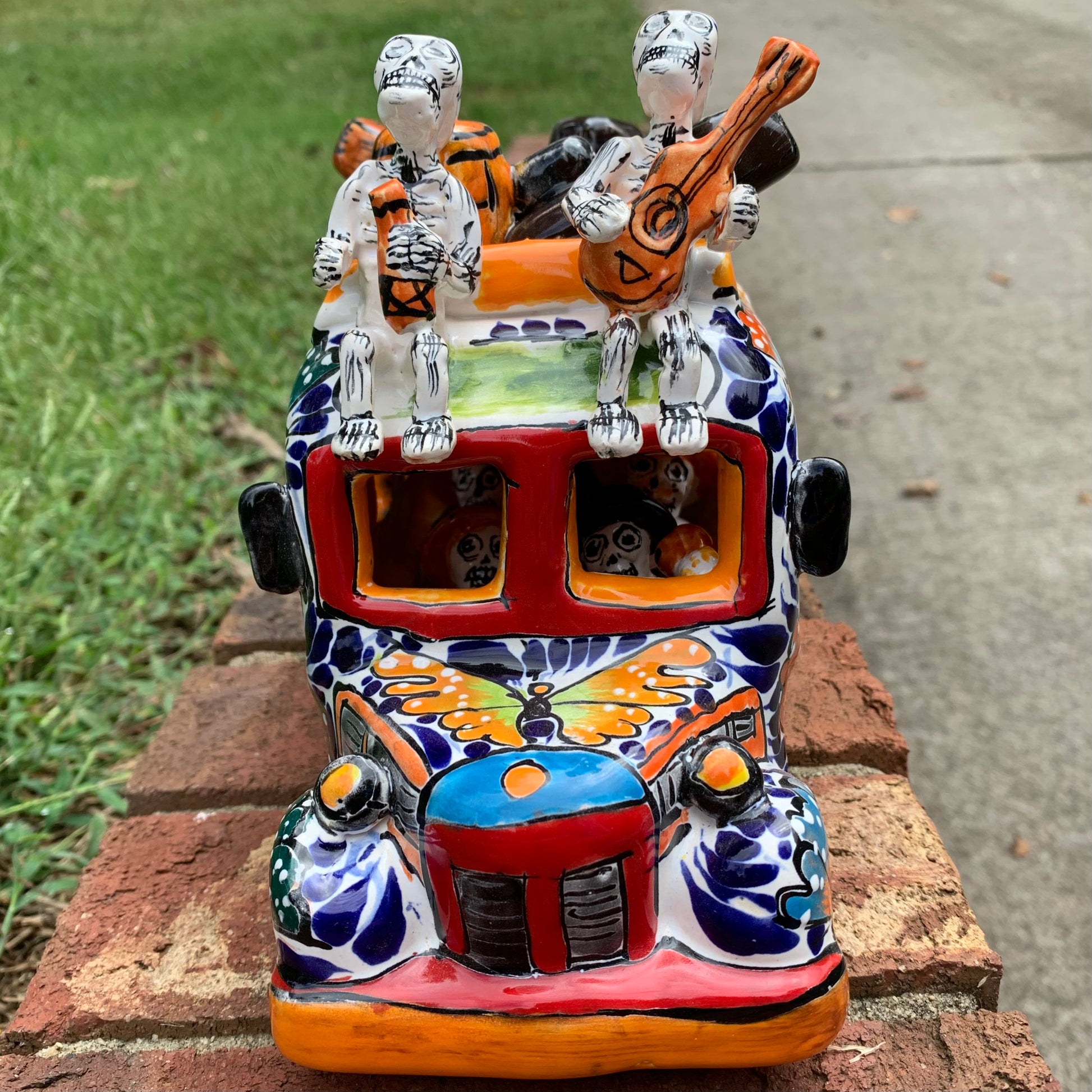 Talavera Mexican Catrina transport bus front