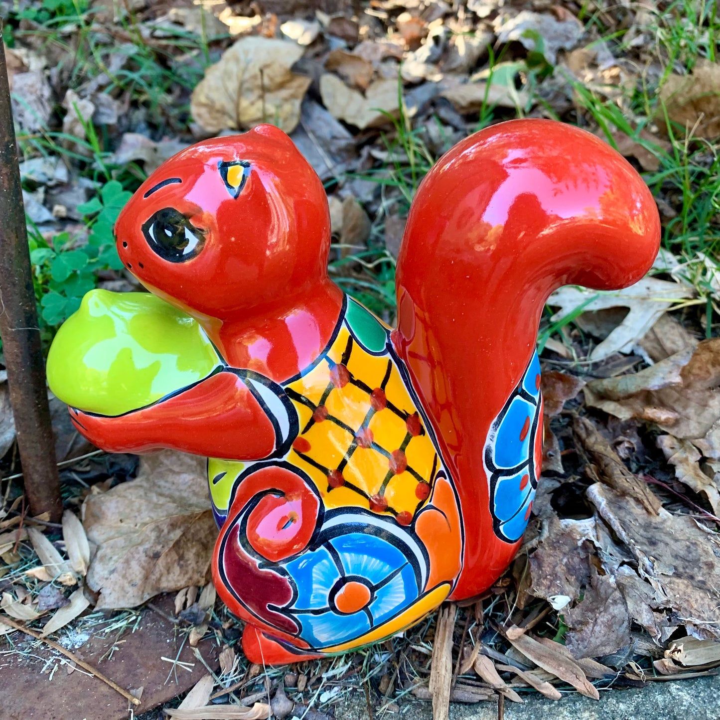 Talavera Pottery Squirrel holding nut side