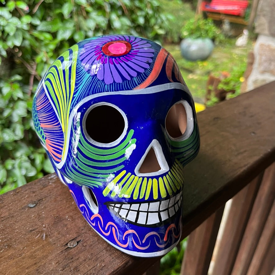 mexican sugar skull hand painted folk art