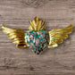 Winged Mexican Milagros Sacred Heart wood wall art Front