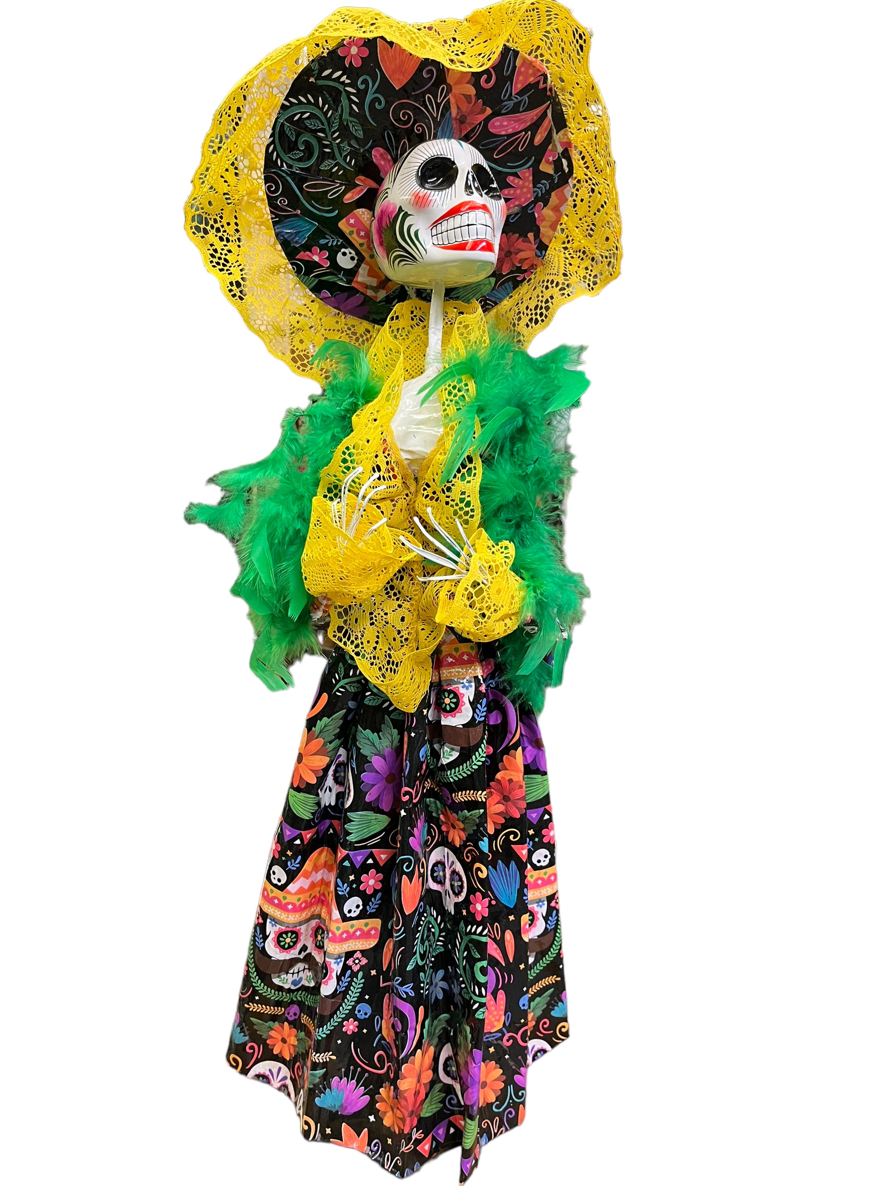 Paper Mache Mexican Catrina Doll nine