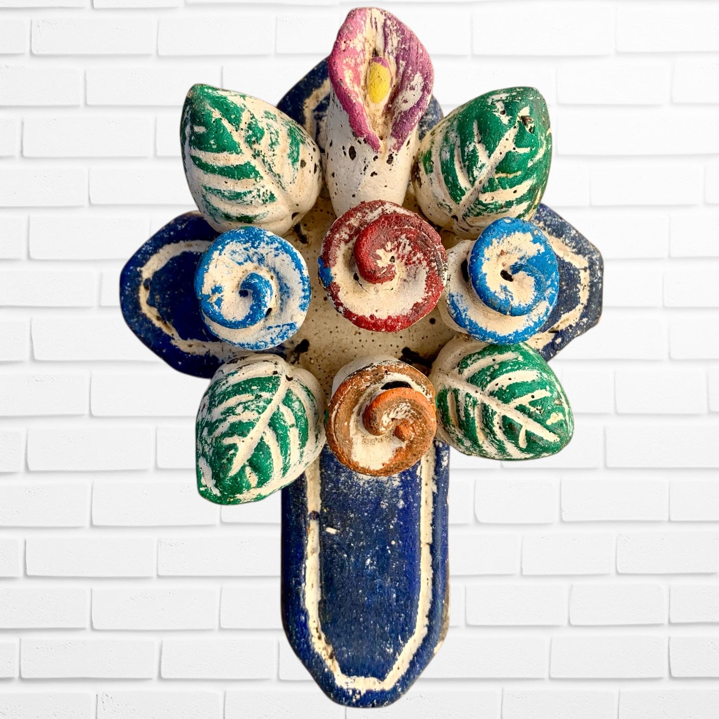 Clay Floral Mini Cross