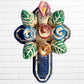 Clay Floral Mini Cross