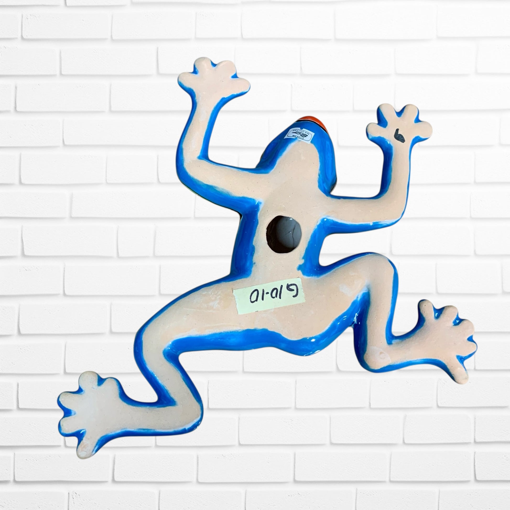Talavera wall frog Gordo in turquoise Back