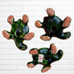 Talavera Sea Turtle Set with Colorful Flower Shells