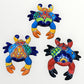 Set of three multicolor, Mexican Talavera wall crabs