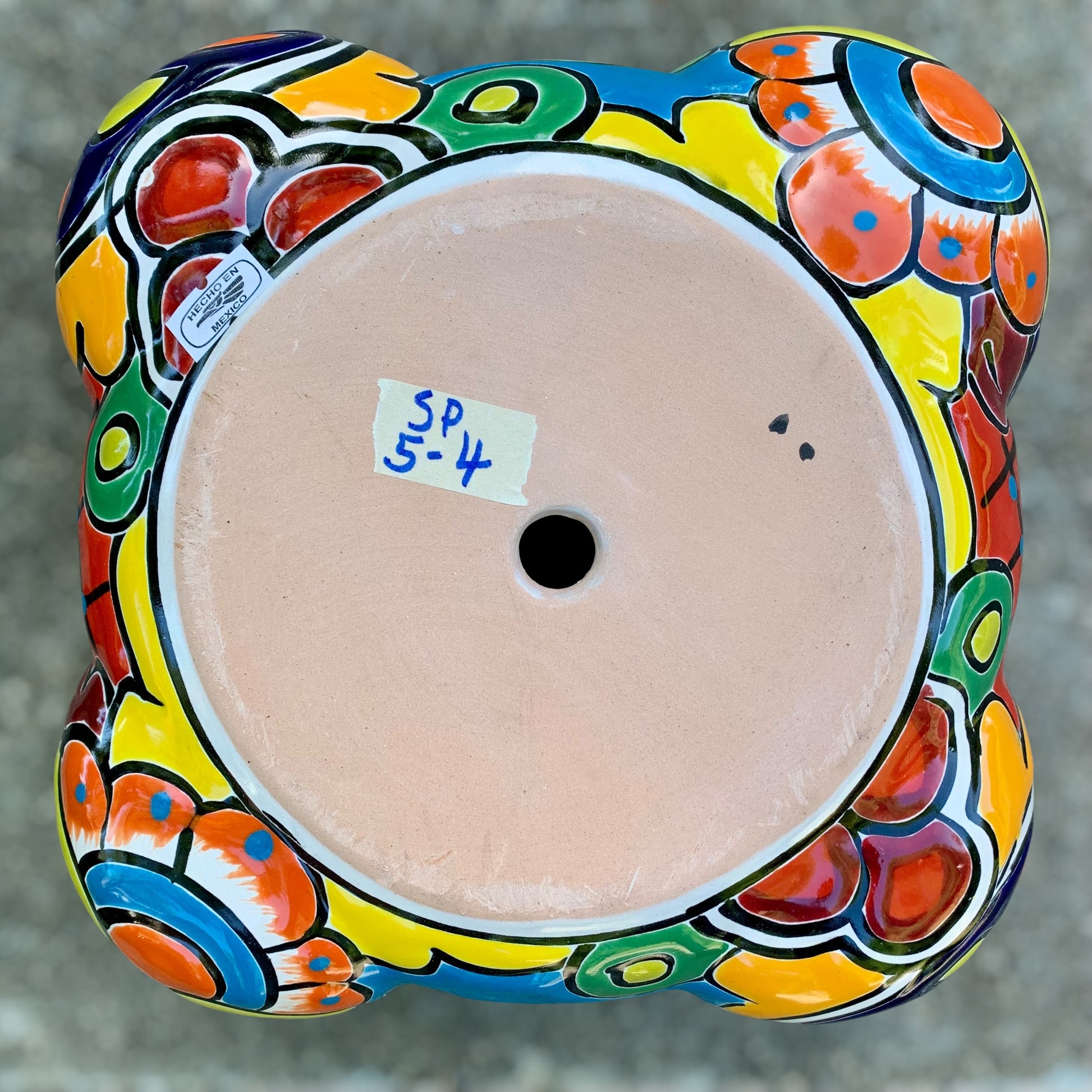 Mexican Talavera strawberry planting pot in Azul Cobalt blue Bottom