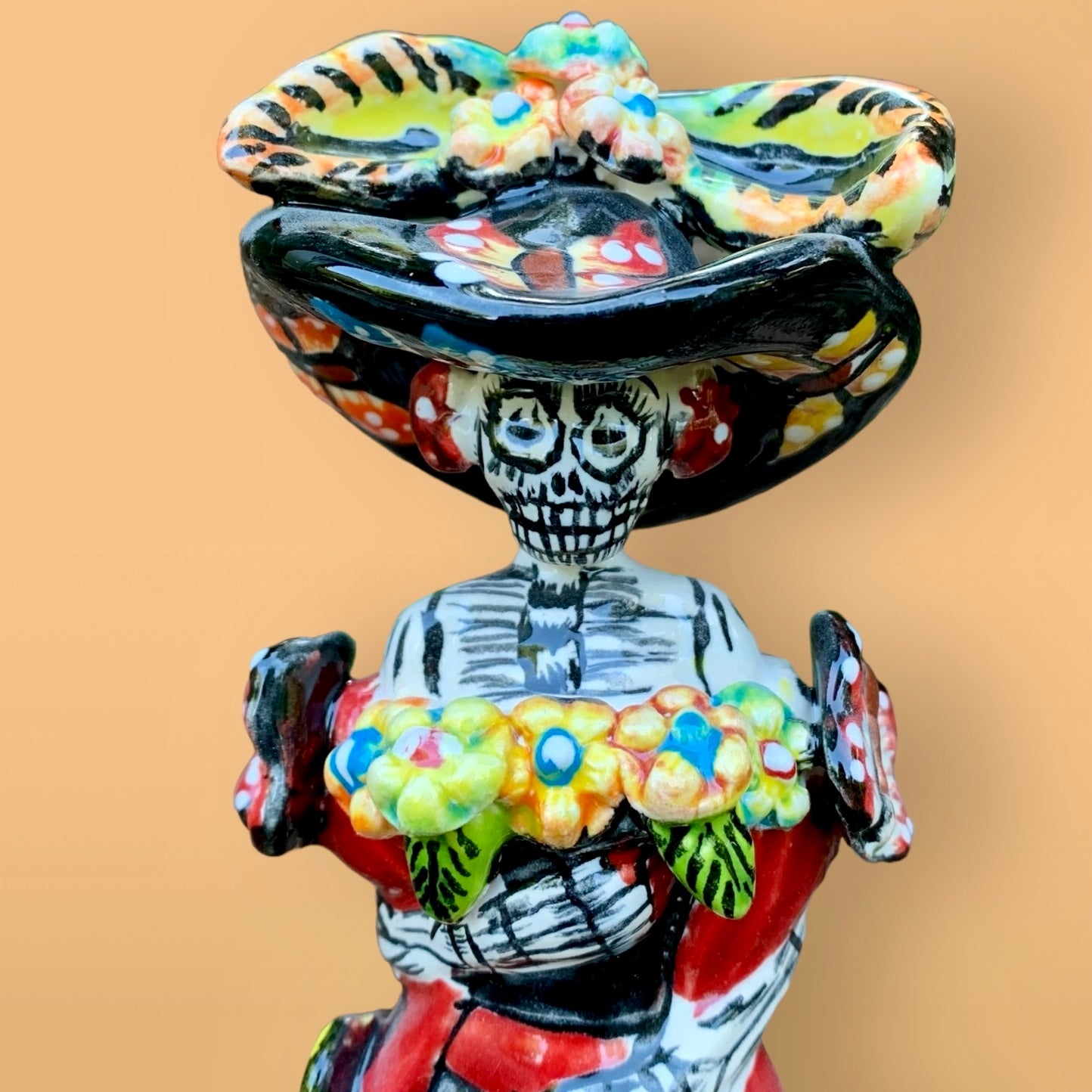 Mexican Catrina with butterflies in base face