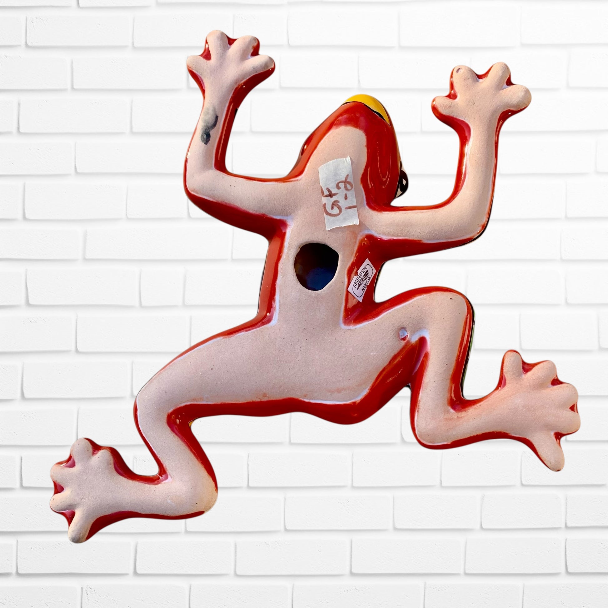 Talavera Gordo wall frog red back opening for  hanging 