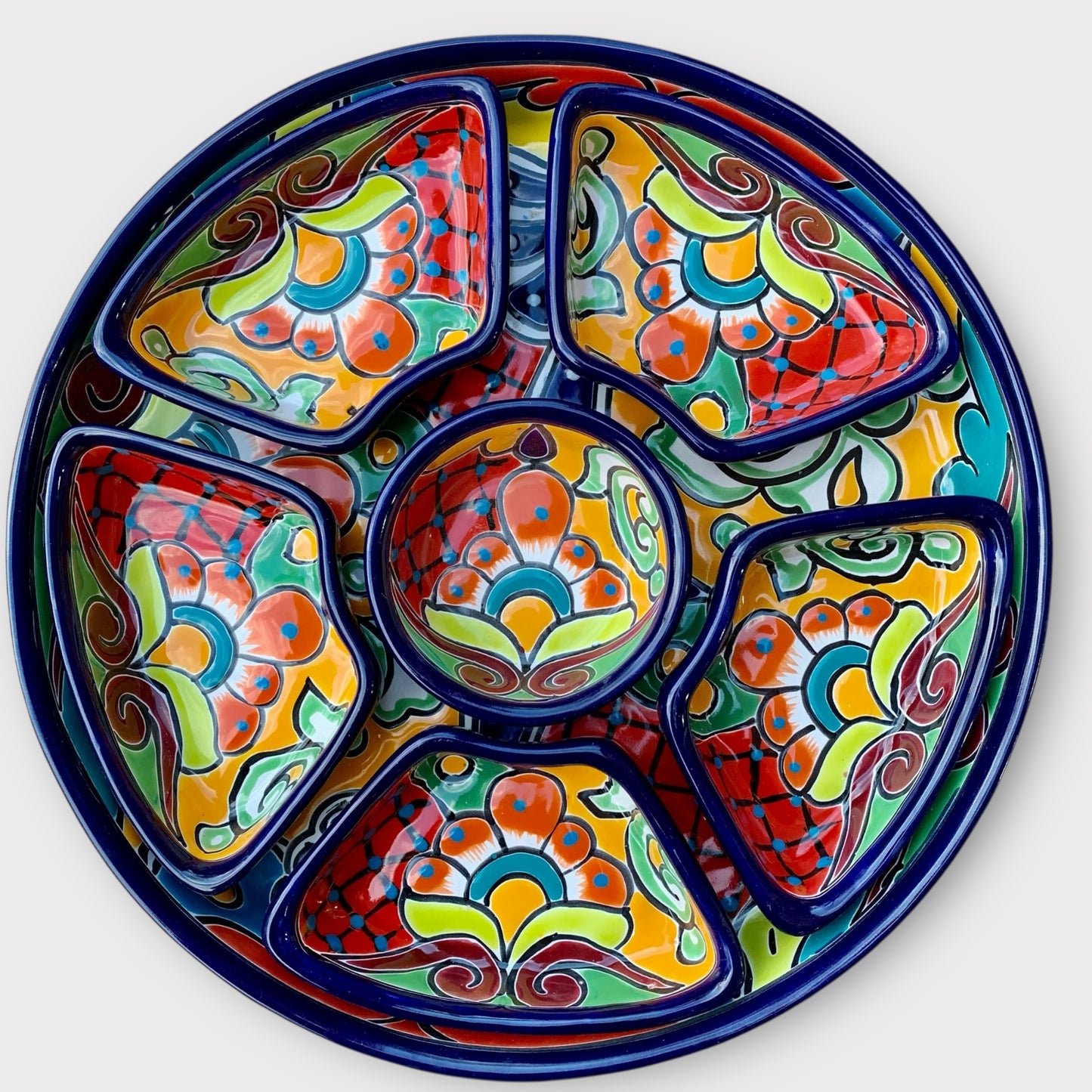 Mexican Talavera sectional serving dish Top
