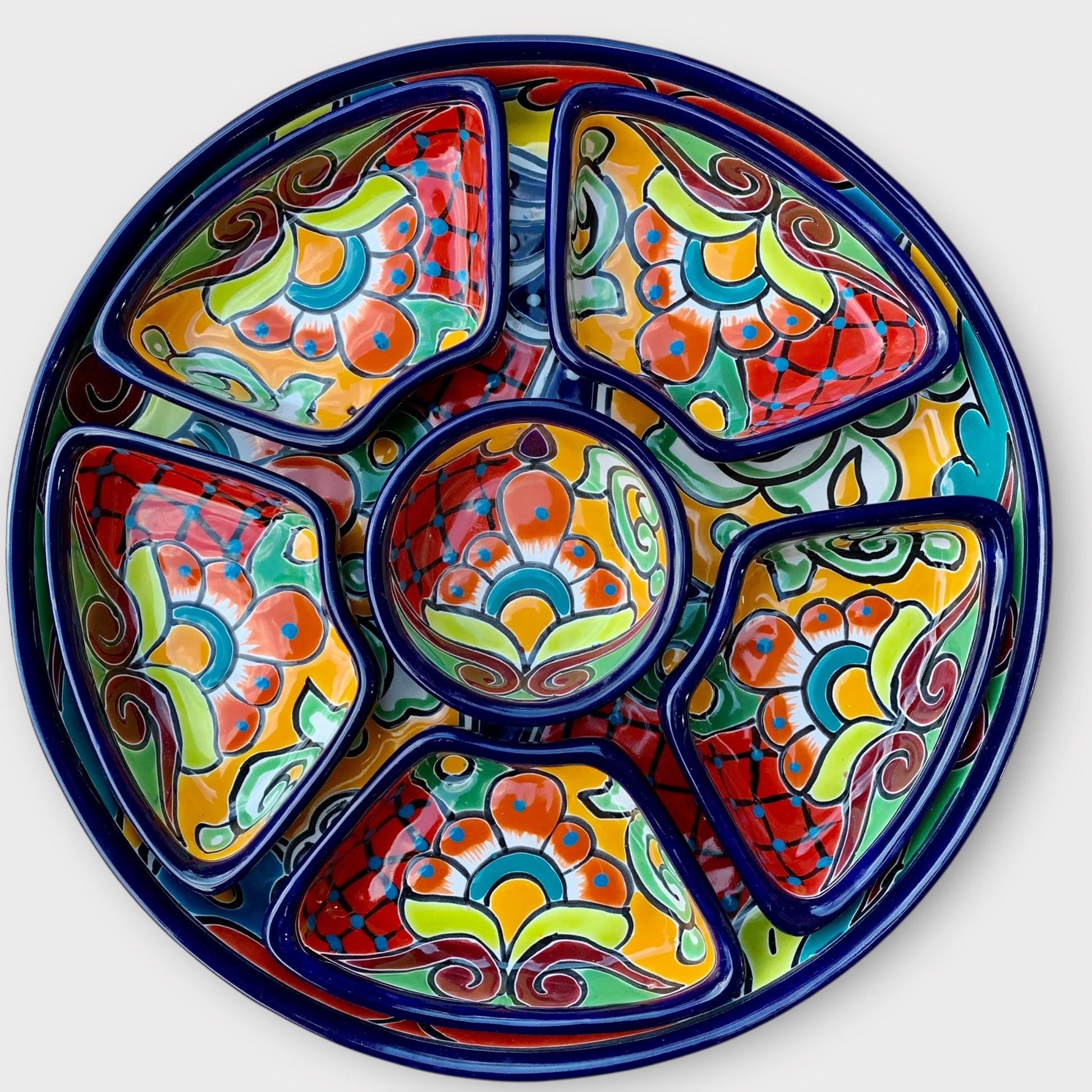 Mexican Talavera sectional serving dish Top