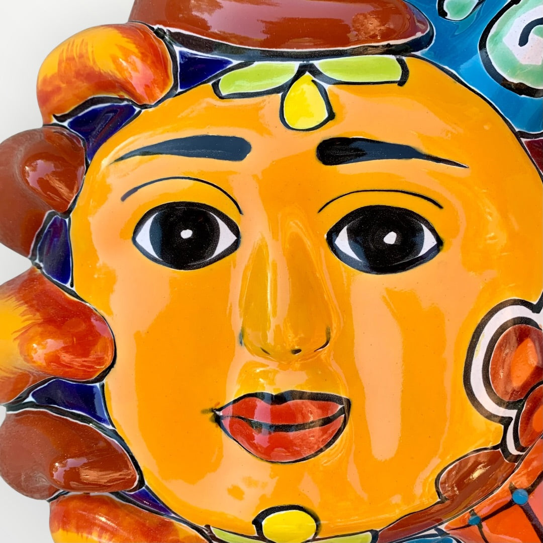 Mexican Talavera colorful Sun Grenudo Grande Face 5-2