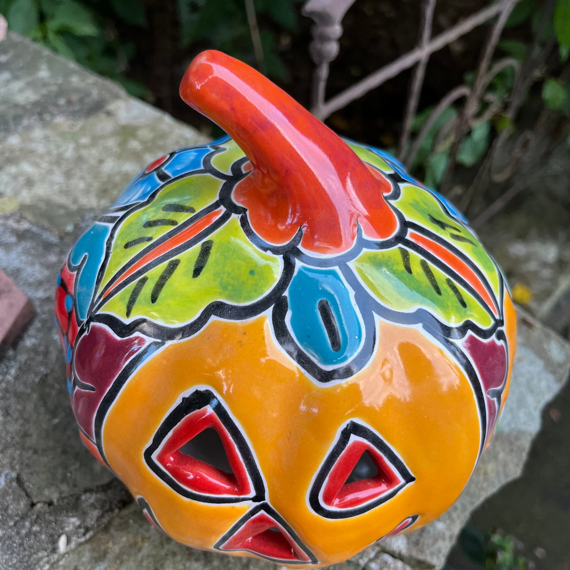 Mexican Talavera pumpkin JOL top