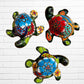 Talavera Sea Turtle Set with Colorful Flower Shells