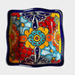 Three colorful talavera square nesting bowls with intricate patterns Medium bowl