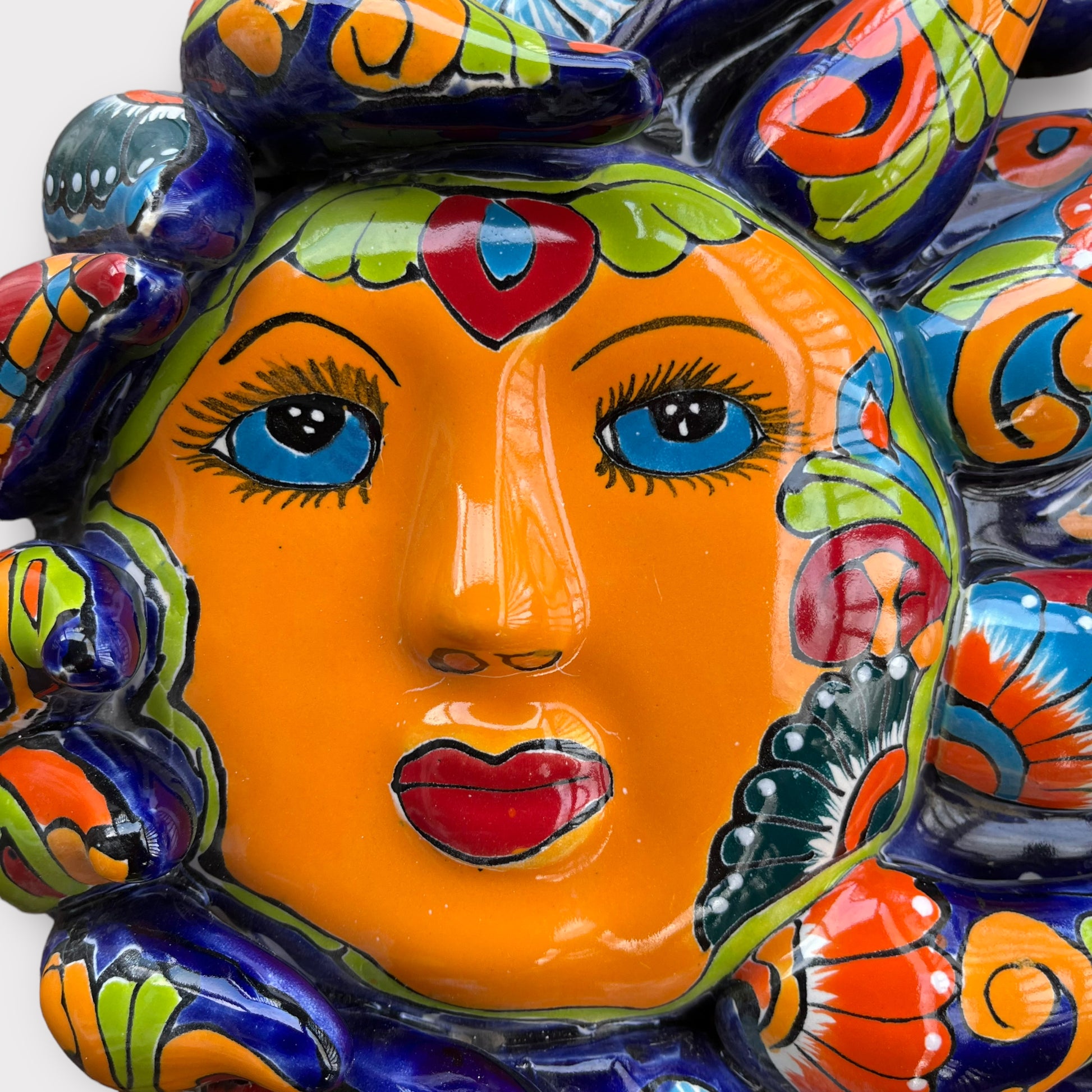 Mexican Talavera Sun Wavy Rays Face