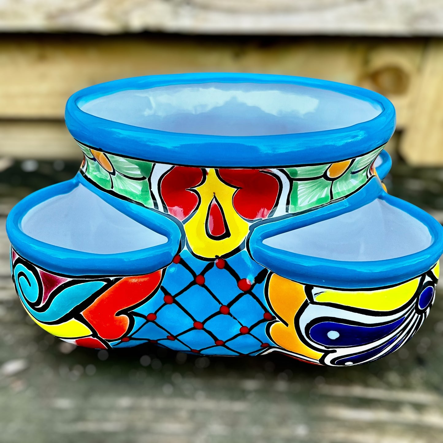 Mexican Talavera strawberry pot side one