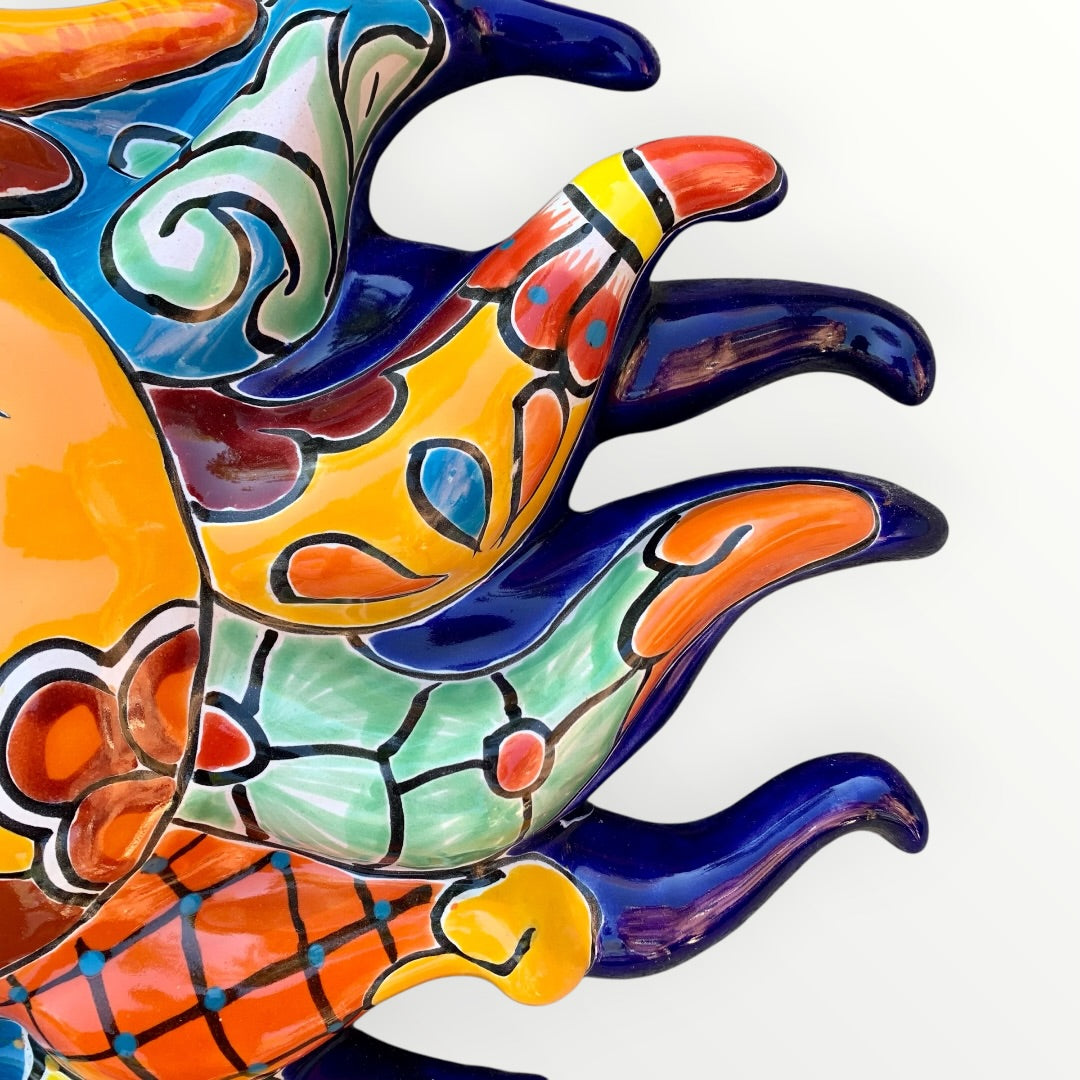 Mexican Talavera colorful Sun Grenudo Grande Rays 5-2