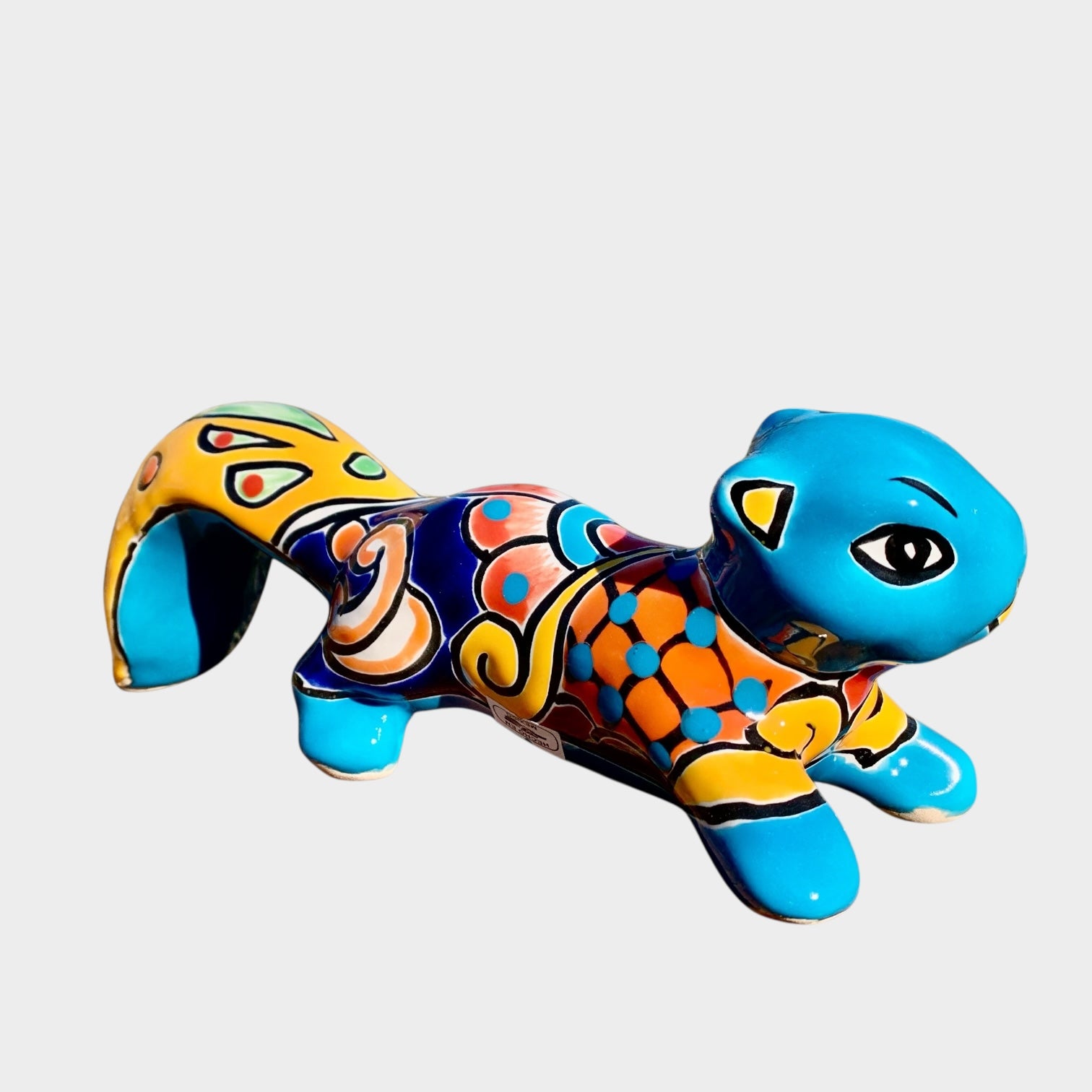 Talavera Pottery Squirrel Turquoise side 