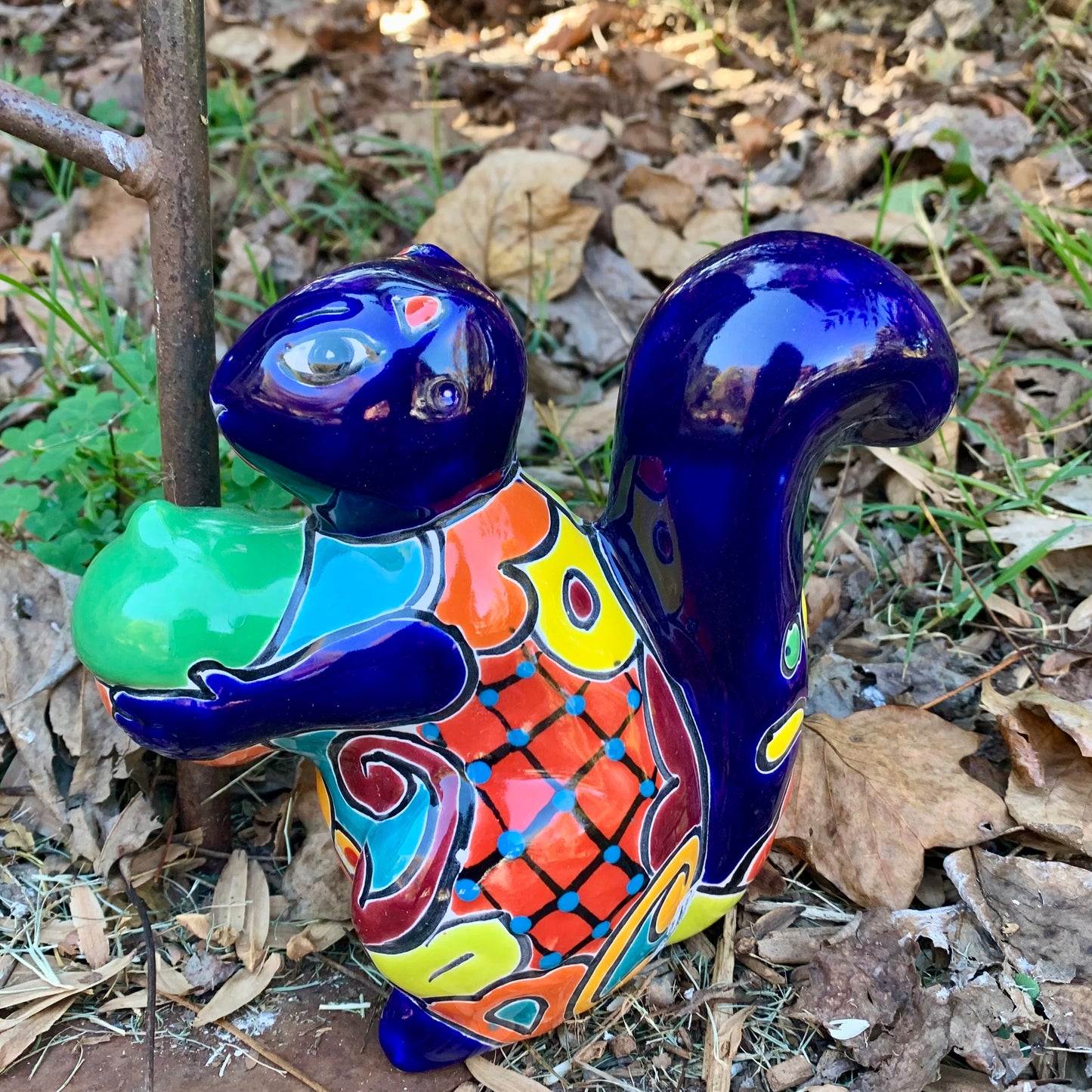 Talavera Pottery Squirrel holding nut side