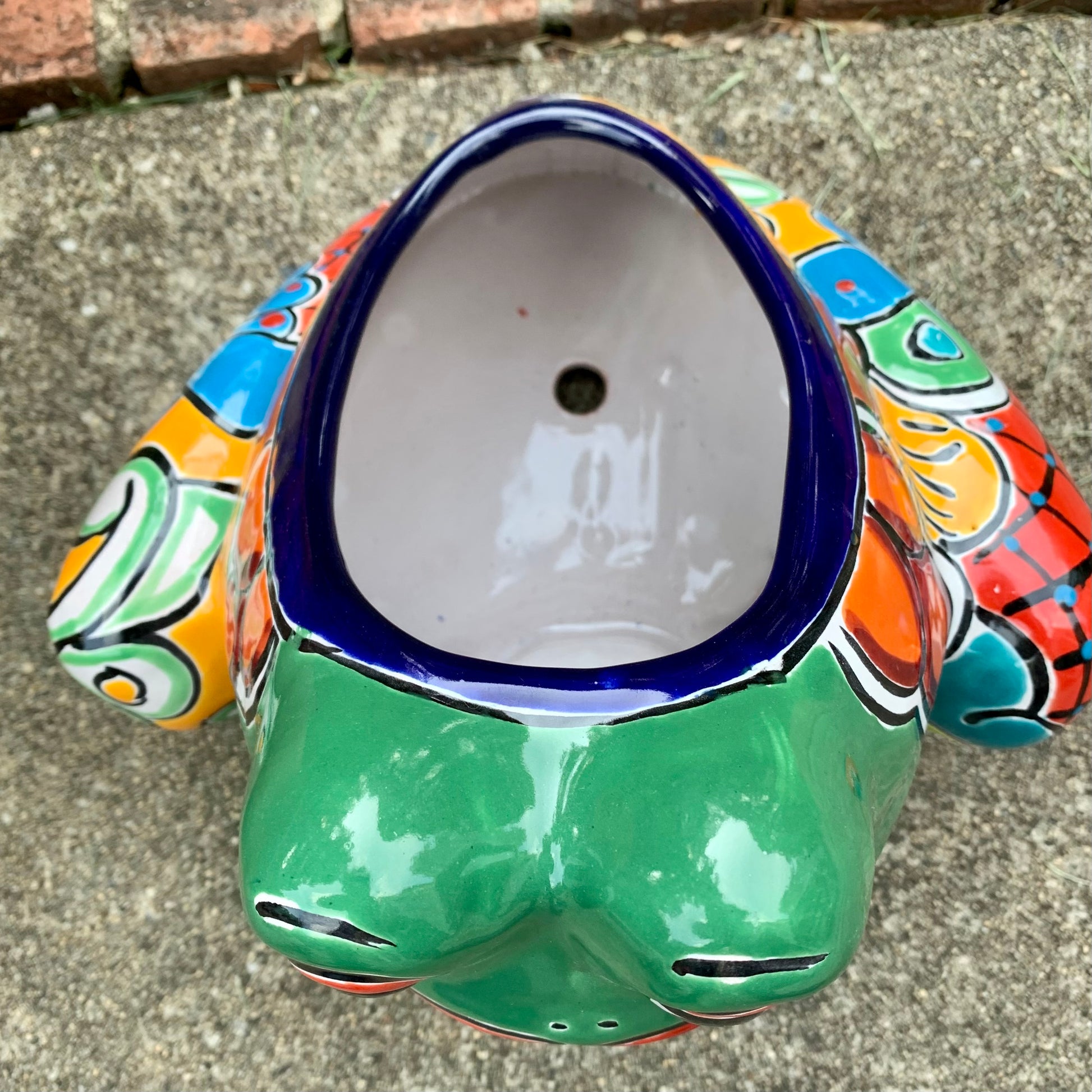 Talavera frog planting pot top