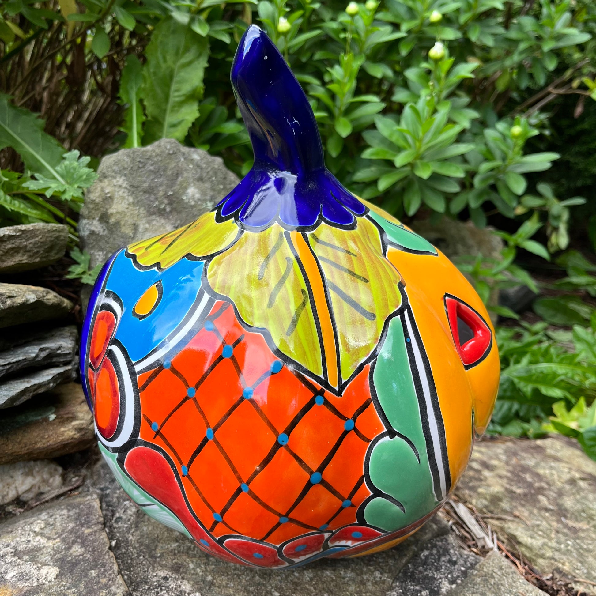 Mexican Talavera pumpkin grande other side