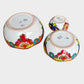 Three colorful talavera nesting bowls with intricate patterns Side view